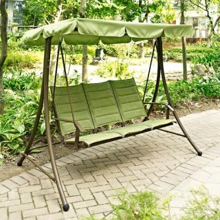 Coral Coast Dublin Green 3 Person Padded Sling Canopy Swing   Porch Swings
