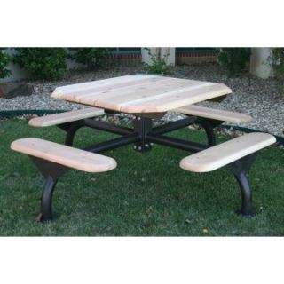 Octagon Wood Picnic Table with Web Frame   Picnic Tables