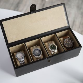 Big Watch Box in Soft Leather   12.25W x 3.5H in.   Womens Jewelry Boxes