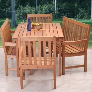 ia Milano Eucalyptus Bench And Chair Dining Set   Seats 6   Patio Dining Sets