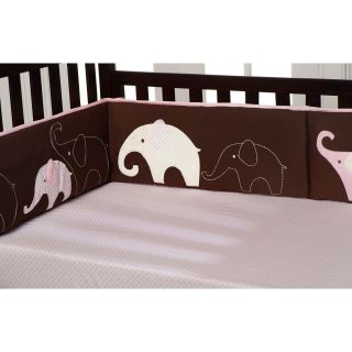 Carters Pink Elephant All Around Bumper   Crib Bumpers