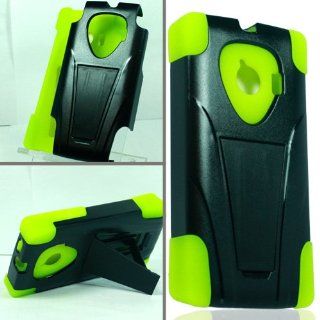 Black Green Tri Fecta Kickstand Hard Hybrid Gel Case Cover for Huawei Ascend Q M660 / C8860 Cell Phones & Accessories