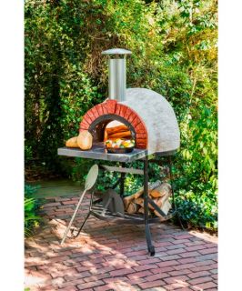 Rustic Natural Cedar Wood Fired Oven   Red Brick   Outdoor Pizza Ovens