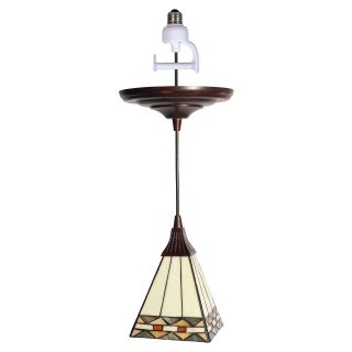Worth Home Products Instant Pendant Light with Tiffany Style Glass Shade   5.75W in. Antique Bronze   Pendant Lighting