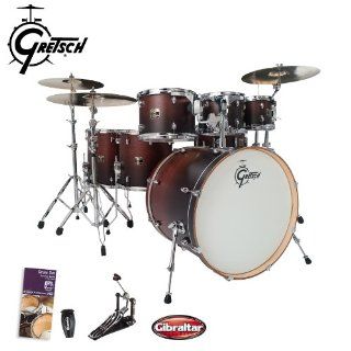 Gretsch Catalina Maple Satin Walnut Fade (CMT E826P SWF) 7 Pc Shell Pack w/ ddrum RXP foot pedal and GoDpsMusic/ Drum Set Survival Guide. Musical Instruments