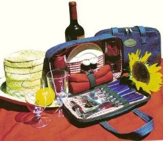 En Route Travelware 826 Travel Picnic Kit for Two Denim Red Check Sports & Outdoors