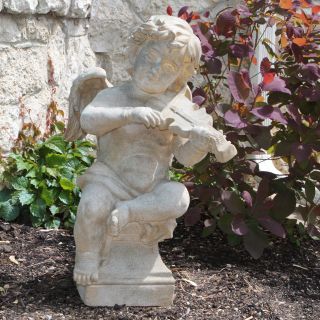 Musical Violin Angel Cast Resin Garden Statue   Garden Statues