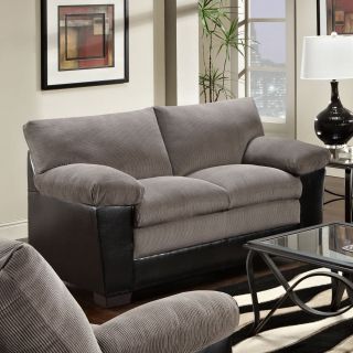 Simmons Lancaster Black Leather Loveseat with Accent Pillows   Loveseats