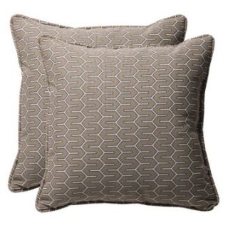Pillow Perfect 18.5 x 18.5 Decorative Taupe Contemporary Toss Pillows   Set of 2   Outdoor Pillows