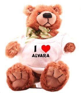 Plush Teddy Bear (Molasses) with I Love Alvara (first name/surname/nickname) Toys & Games
