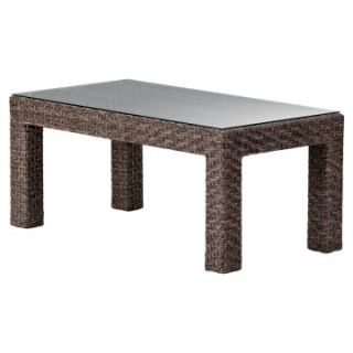 Telescope Casual All Weather Wicker Rectangle Coffee Table with Tempered Glass Top   Wicker Tables & Accents