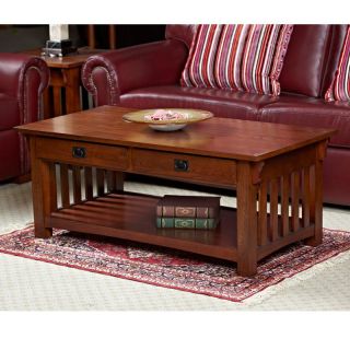 Leick Solid Ash Two Drawer Mission Coffee Table   Coffee Tables
