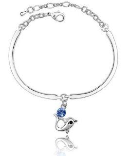 Charm Jewelry Swarovski Crystal Element 18k White Gold Plated Sapphire Blue Dolphin Princess Elegant Fashion Bangle Bracelet Z#266 Zg4df829 Jewelry