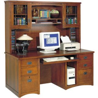 kathy ireland Home by Martin Bungalow Double Pedestal Computer Desk with Optional Hutch   Desks