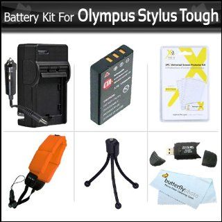 Battery And Charger Kit For Olympus Stylus Tough 8010 6020 TG 610 TG 810 TG 820 iHS, TG 830 iHS, TG 630 iHS, TG 850 iHS Digital Camera Includes Extended (1000maH) Replacement LI 50B Battery + AC/DC Charger + STRAP FLOAT + Screen Protectors + More  Camera 