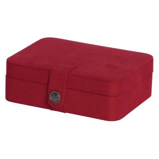 Mele Giana Red Plush Fabric Jewelry Box with Lift Out Tray   7.38W x 2.38H in.   Womens Jewelry Boxes