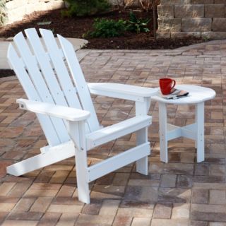 Jayhawk Plastics Recycled Plastic Cape Cod Adirondack Chair With Side Table   Adirondack Chairs
