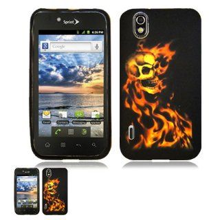 LG Marquee LS855 / Optimus Black P970 / Ignite AS855 Fire Skull Crystal Skin Design Case Cell Phones & Accessories