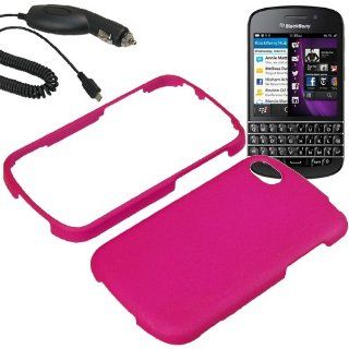 BW Hard Shield Shell Cover Snap On Case for AT&T, Sprint, Verizon BlackBerry Q10 + Car Charger Magenta Pink Cell Phones & Accessories