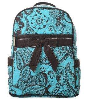 Quilted Paisley Floral Print Zippered Backpack  Basic Multipurpose Backpacks  Baby