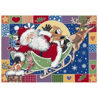 Holiday Collection   Patchwork Santa   Indoor Mats