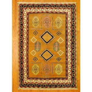 Herat Oriental 6'7 x 9'7 Indo Hand knotted Kazak Brown Wool Rug  