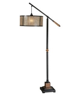 Uttermost 28584 1 Sitka Floor Lamp   16W in. Aged Black and Distressed Rustic Mahogany   Floor Lamps