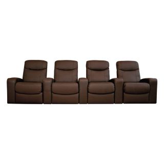 Baxton Studio Angus Leather Home Theater Recliner   Set of 4   Brown   Home Theater Seating