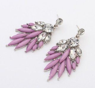 Fashion Party Decorative Full Acrylic Gemstones Rhinestones Wings Stud Earrings (purple color) Jewelry