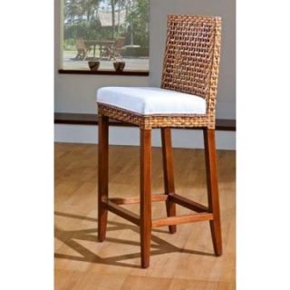 Hospitality Rattan Pegasus Indoor Rattan & Wicker Bar Stool with Cushion   Natural   Bistro Chairs