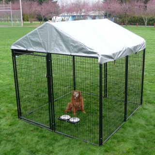 AKC 8 x 8 x 6 ft. Pro Breeder Dog Kennel with Cover & Rotating Bowl System   Dog Kennels