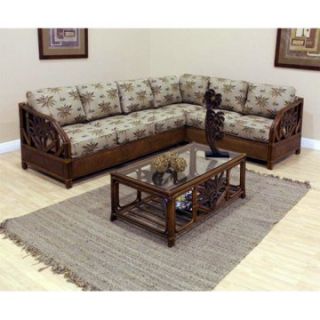 Hospitality Rattan Cancun Palm 2 Piece Upholstered Rattan & Wicker Sectional with Cushions   TC Antique   Sectional Sofas