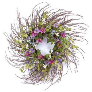 24 in. Trumpet Flower Plastic/Polyester Wreath   Wreaths