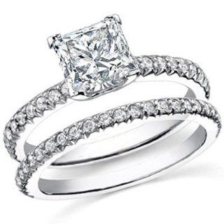 1.60 Ct. Princess Cut Diamond Engagement Set F,SI2 (GIA Certified) Jewelry