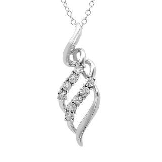 DiAura Sterling Silver and Diamond Swirl Penant on an 18in. Chain Jewelry