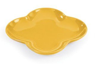 Chantal Talavera Collection 8 1/4 Inch Four Round Plate, Glossy Curry Yellow. Kitchen & Dining