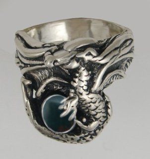 Sterling Silver Dragon Ring With Bloodstone , Made in America Jewelry