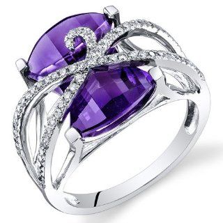 Peora 14K White Gold Baroness Cut Amethyst Diamond Ring (9.47 cttw) Peora Jewelry