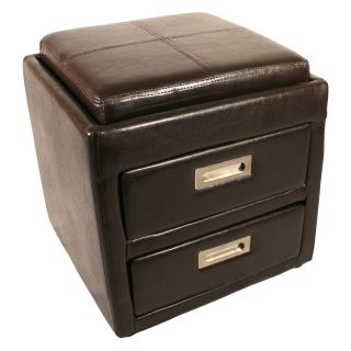 Paris Bedside Ottoman with 2 Drawers & Tray Top   Storage Ottomans