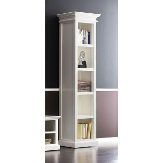Halifax Solid Mahogany Wood Bookcase in White Distressed Finish   Bookcases