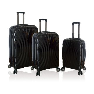 Travelers Club 3 Piece Super Durable Polycarbonate Luggage Set with 4x4 (8) Wheel System   Black   Luggage Sets