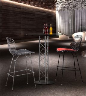 Westfall 27.5 Inch Wire Counter Stool with Cushion   Chrome   Set of 2   Bar Stools