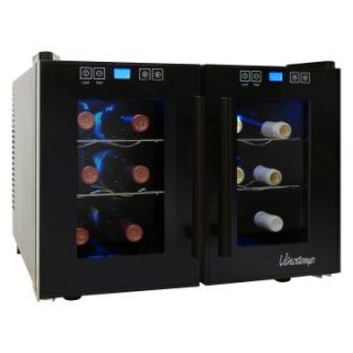 Vinotemp VT 12TEDTS 2Z 12 Bottle Dual Zone Thermoelectric Wine Cooler   Wine Refrigerators
