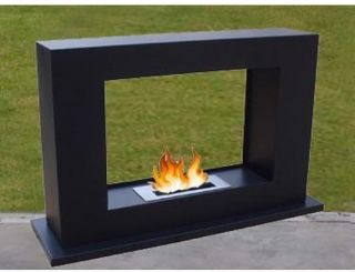 Bayshore Black Portable Gel Fireplace   Gel Fireplaces