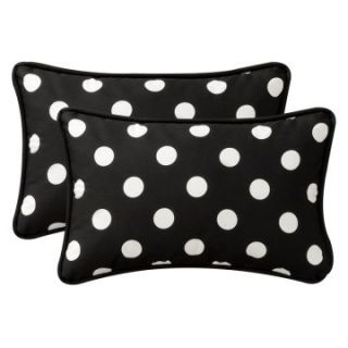 Polka Dot Black Outdoor Toss Pillow   Rectangle   11.5L x 18.5W x 5H in.   Set of 2   Outdoor Pillows