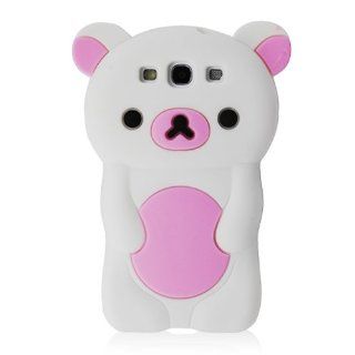 TEDDY BEAR 3D Design Silicone Case Cover Skin for Samsung Galaxy S3 III   WHITE w/ Screen Protector Cell Phones & Accessories