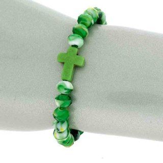 Br 867e 66 Bead Cross Green Jewelry