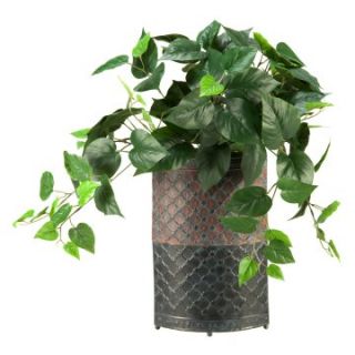 D and W Silks Philo Ivy in Tall Oval Metal Planter   Silk Plants
