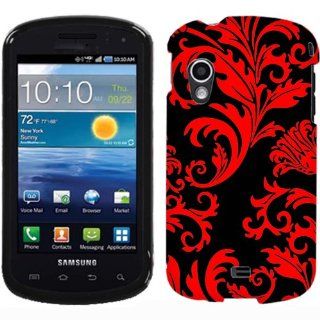 Samsung Stratosphere Red Floral Damask on Black Phone Case Cover Cell Phones & Accessories