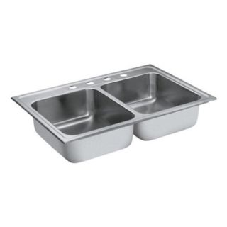 Moen Camelot 22213 Double bowl, drop in Stainless Steel Kitchen Sink   4 Hole   Kitchen Sinks